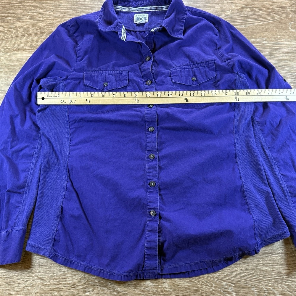 Converse One Star Women's XL Button Up Shirt Purple Cotton Casual Everyday Top - Picture 6 of 9